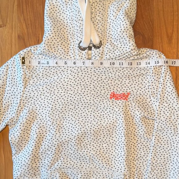 Superdry Hoodie‎ Sweatshirt - Light Gray with Navy Stars, Medium - Picture 3 of 12